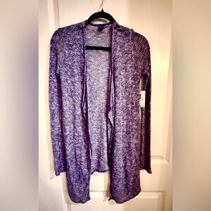 🔻VOLCOM Ready to Go Wrap Open Front Cardigan Sweater | Navy/Ivory|Sz. 8